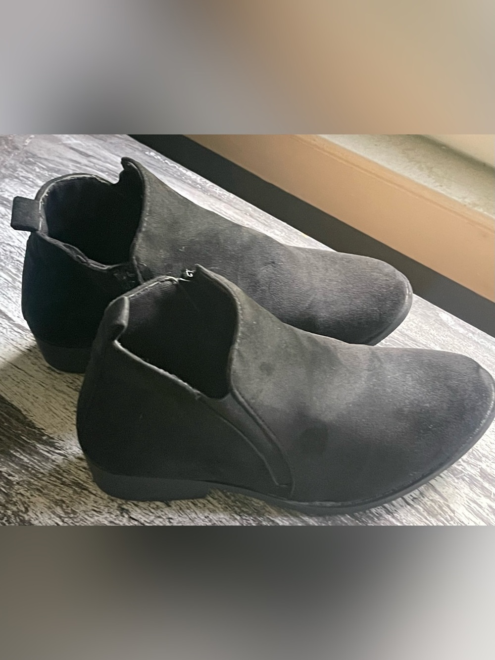 Women’s Black Suede Ankle Booties — Classic Slip-On Style